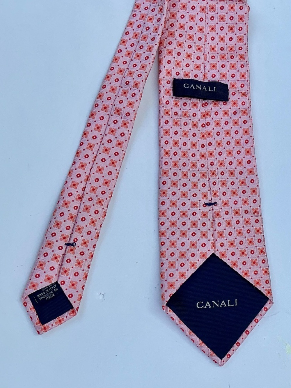 CANALI  lovely pink , orange motifs  all Silk tie made in Italy 🇮🇹
